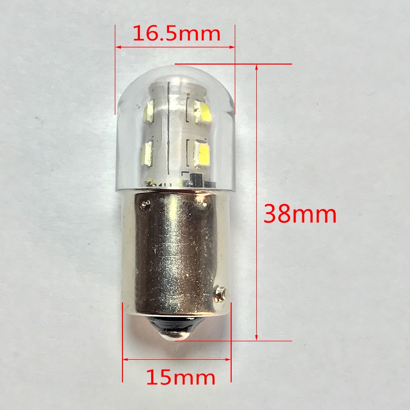 B15d ledet signal indikatorlampe pære 5w 12v 24v 110v 220v b15s enkelt / dobbel kontakt maskinverktøy alarm hvitt lys 10 stk