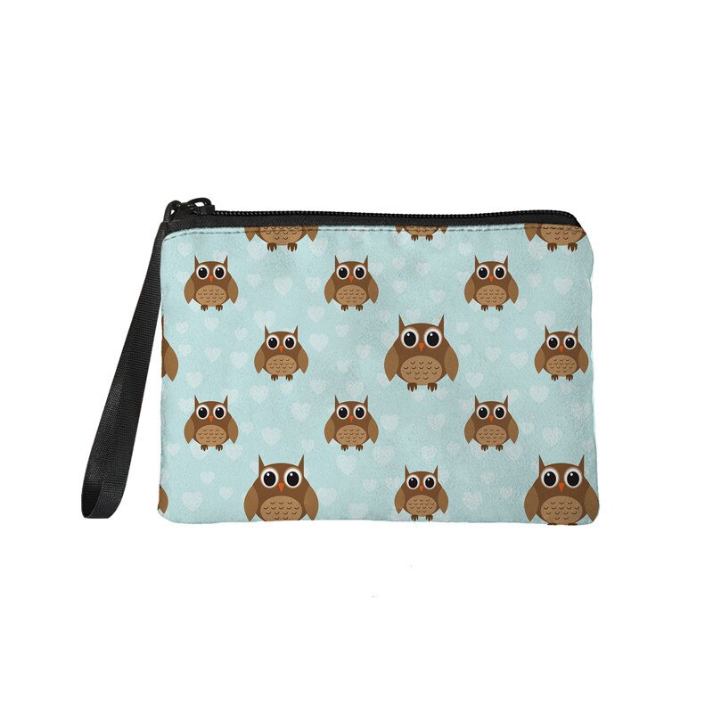 NOISYDESIGNS-monedero pequeño con dibujos animados de búho para mujer, cartera pequeña, monedero, tarjetero: Z8299D82