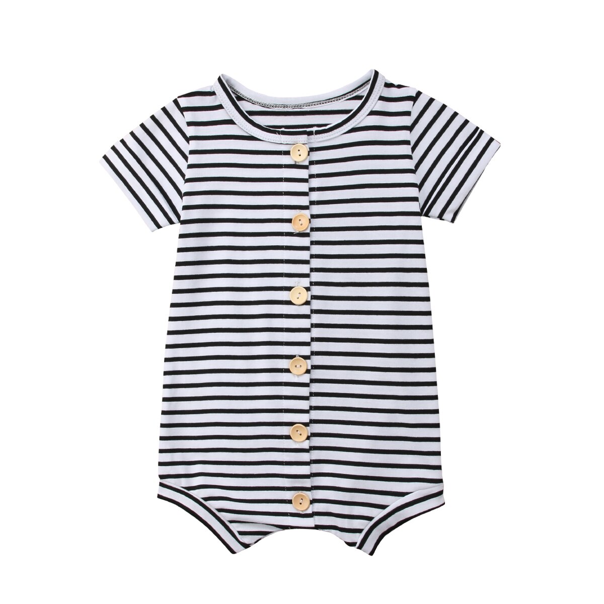 Pasgeboren Jongen Meisjes Unisex Gestreept Korte Mouw Romper Jumpsuit Katoen Outfits Maat 0-24 M: 6m