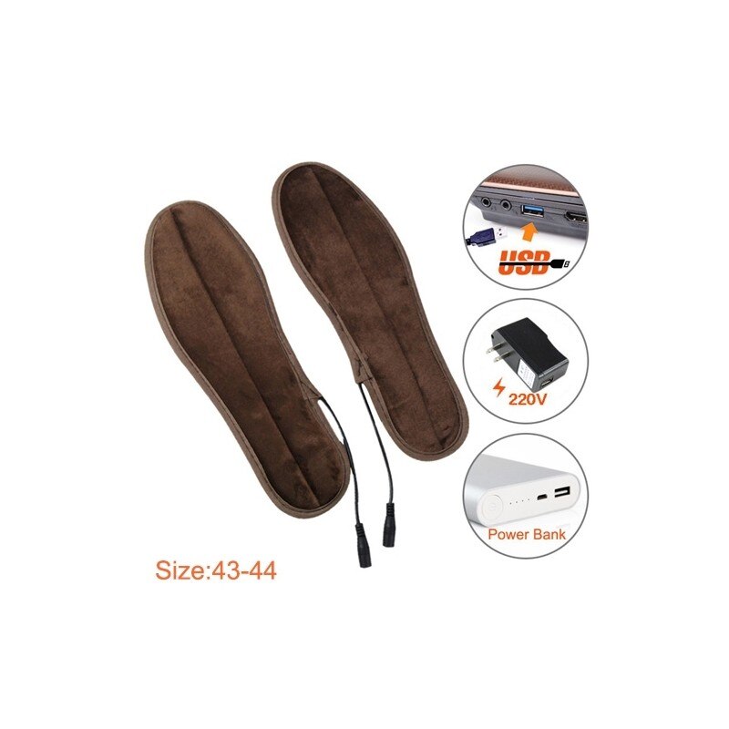 Semelles chauffantes électriques alimentées par marron USB gardent les pieds chauffent le pad avec câble d'USB et l'adapteur de