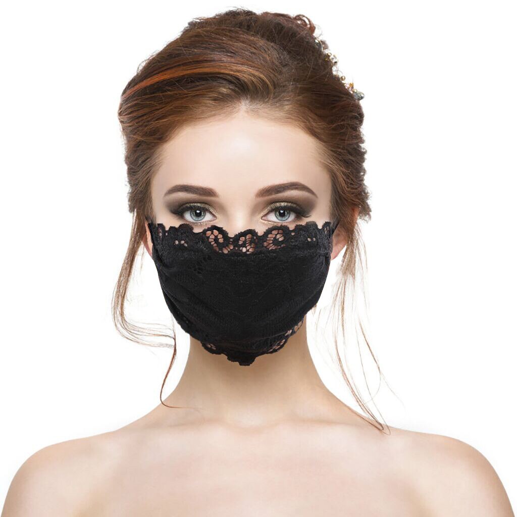 25 # Dames Zwarte Bloem Borduren Kant Masker Verstelbare Wasbare Herbruikbare Outdoor Mesh Dunne Ademende Zwarte Маски Для Лица Защи: Default Title