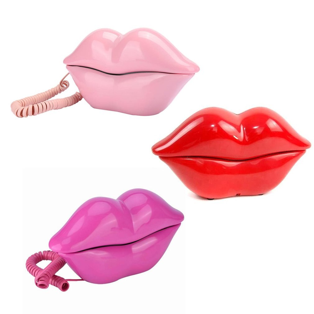 1PC European Style Wired Telephone Corded Funny Lips Shaped Landline Telephone for Home Ofiice For Women