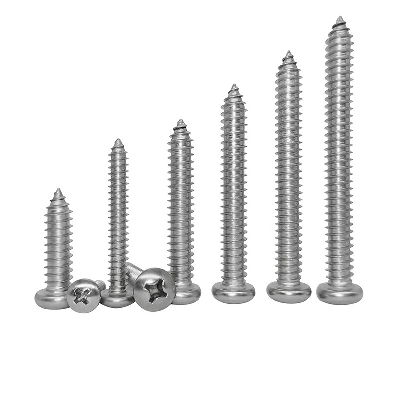 Viti autofilettanti a testa bombata a croce in acciaio inossidabile 304 M1 M1.2 M1.4 M1.6 3 4 5 6 8 10 16mm di lunghezza