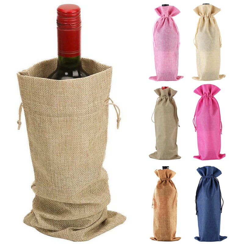 Rotwein Flasche Abdeckungen Verpackung Wein Taschen Champagner Beutel Sackleinen Verpackung Tasche Hochzeit Party Dekoration Wein Lagerung Tasche