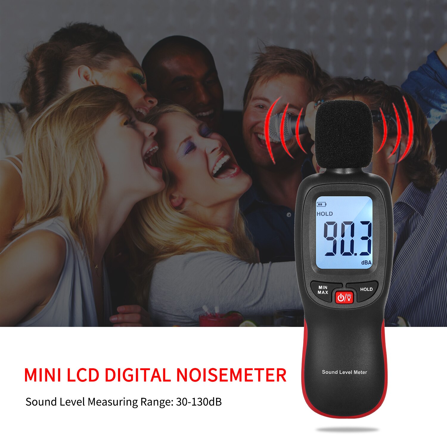 Mini LCD Digital Noisemeter Sound Level Meter 30-130dB Noise Volume Measuring Instrument Decibel Monitoring Tester