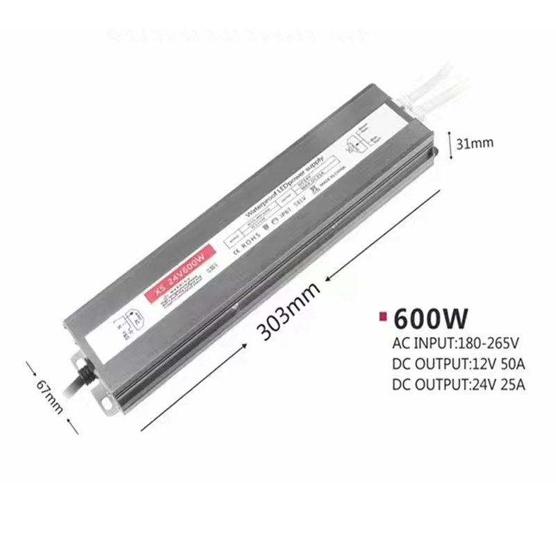LED-Lampenbeleuchtungstransformatoren AC180-265V zu DC12V DC24V100W200W400W600W Wasserdichte IP67-Versorgungsbeleuchtung Aluminiumtransformatoren