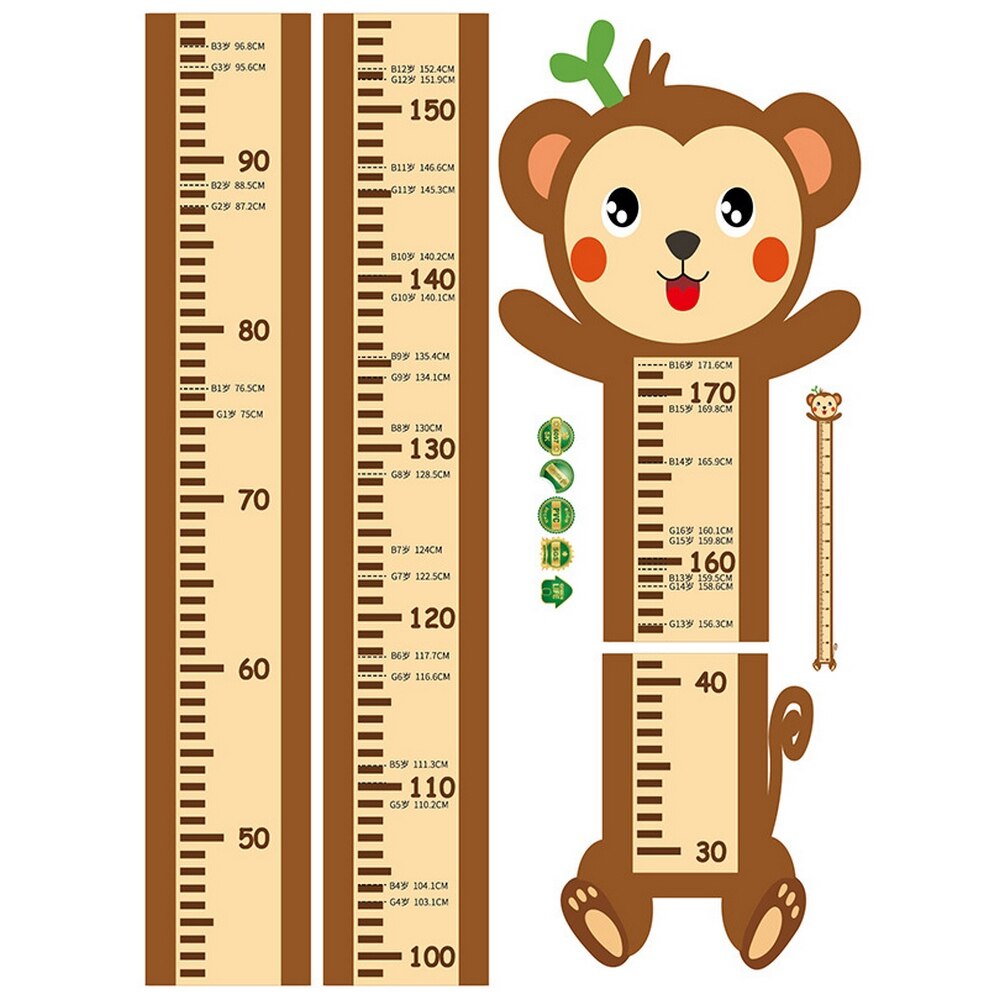 Children's Height Sticker Wall Decoration Removable Cute Animal Series Height Sticker PVC Wall Sticker Children Room Decoration