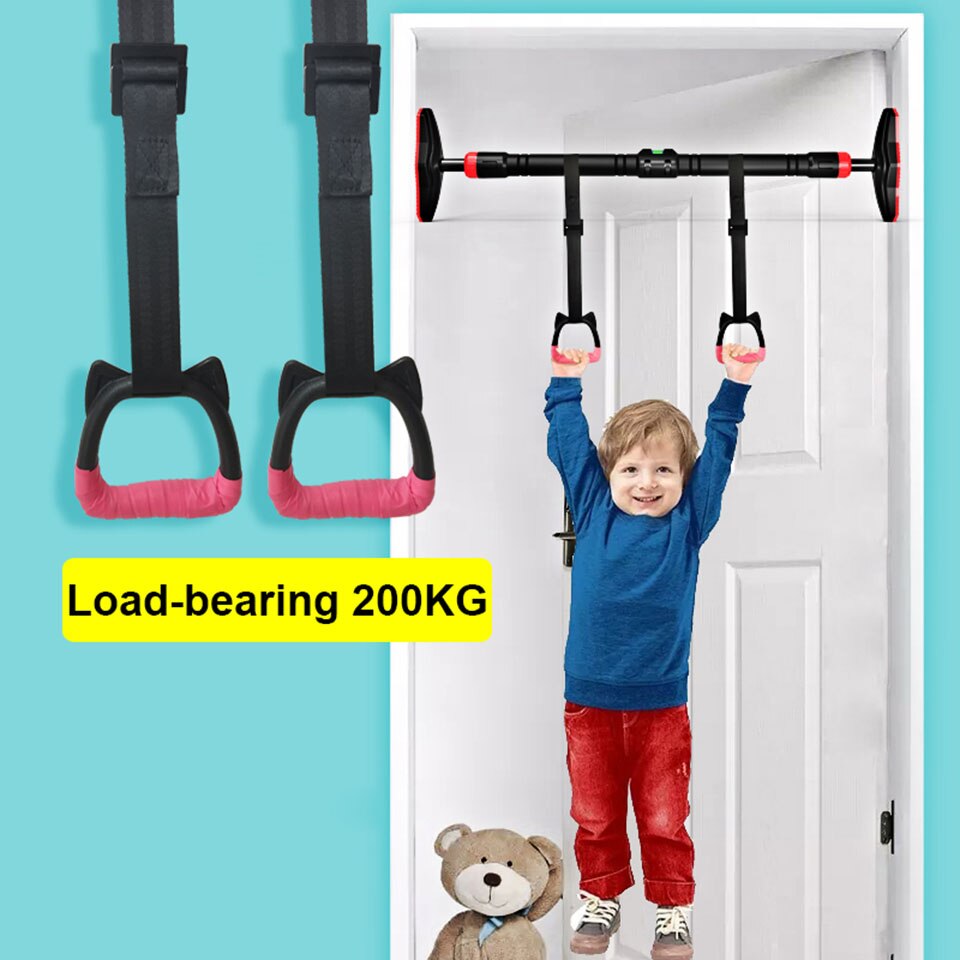 Kids Gymnastic Rings Plastic with Adjustable Strap Hand Tapes Children Gym Pull up Fitness Strength Training Indoor Crossfit: 100CM Nylon Straps
