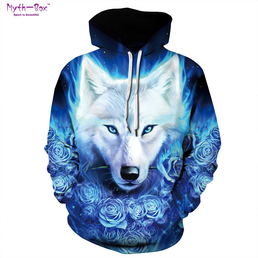 Vrouwen/mannen Athleisure Trui Losse Sport Hooded Hoodies Blauw Rose Wolf 3D Print Sweatshirt S-XXXL Hoody Herfst Winter trui