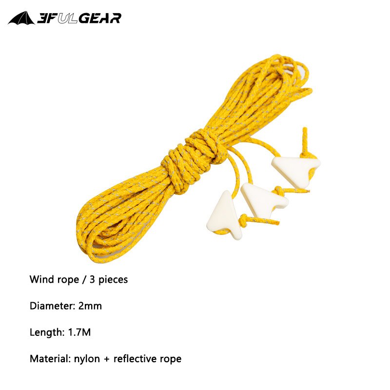 3F UL GEAR – corde à vent pour tente de Camping, 2mm de diamètre, 20m: tent rope 3 pieces