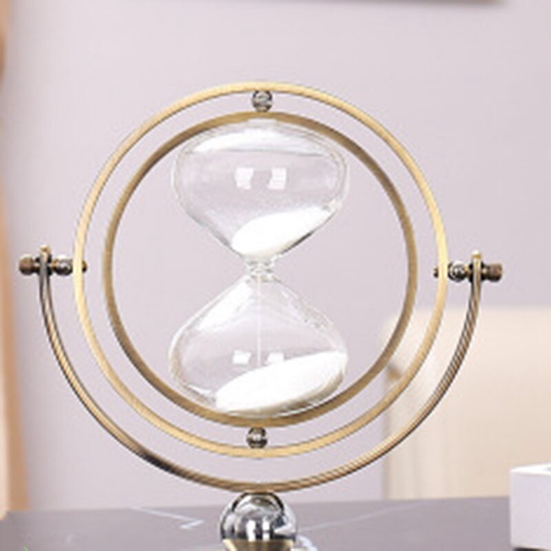 Timeglas 30 minutter roterende sand timeglas, metal timeglas sand timer til vintage boligindretning sandglas