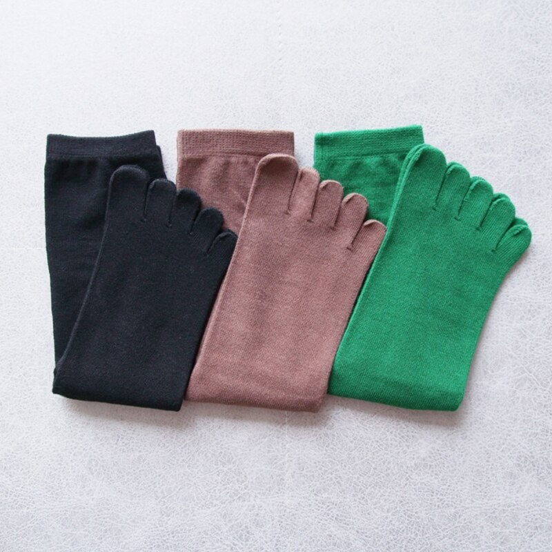 Chaussettes Tube longues à cinq doigts pour femmes, Simple, couleur unie, doux, respirant, orteils séparés, bonneterie en coton, automne décontracté