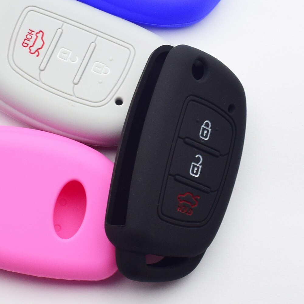 Funda de silicona para la llave del coche, llavero plegable de 3 botones, Control remoto, Protector de piel para Hyundai Santa Fe Sonata Tucson IX35