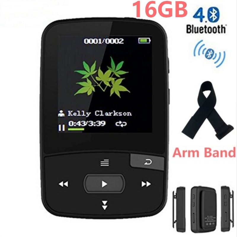 16 Gb Bluetooth MP4 Muziek Speler Met Clip Voor Sport Originele Chenfec C50 Draagbare Fm Radio Stappenteller + Gratis Sport armband