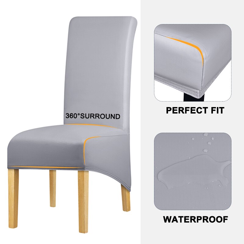 Waterproof PU Fabric Long Back Chair Cover King Back Chair Covers Elastic Washable Home Hotel Banquet