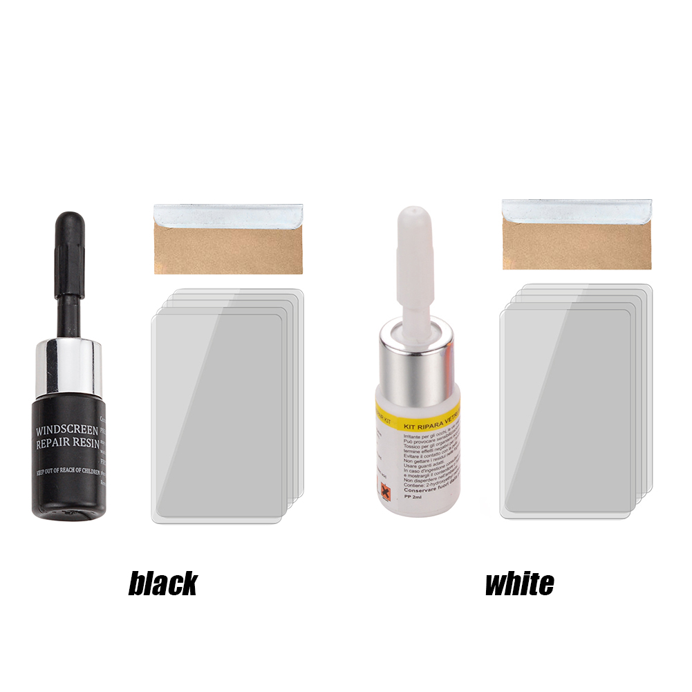 Herramienta de reparación de parabrisas de coche, herramientas de reparación de ventanas DIY, pantalla de cristal para restauración de rotura de arañazos y ventana de 3ml de resina + cuchilla + tiras