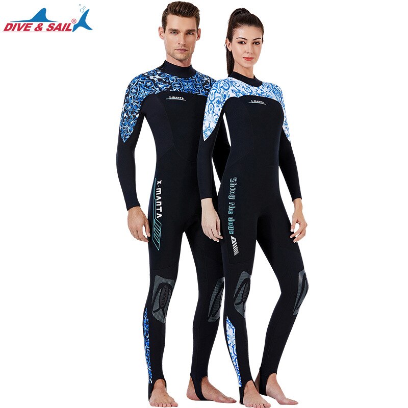 Dive&amp;sail Full Wetsuits 1.5mm Neoprene Wetsuit Back Zip Long Sleeve Diving Surfing Snorkeling-One Piece Wet Suit for Men Women