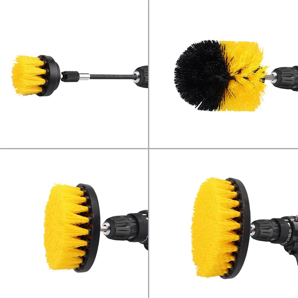6Pcs Drill Brush Attachment Set Power Scrubber Brush Bathroom Cleaning Kit with Extender Multipurpose Clean for Kitchen Grout