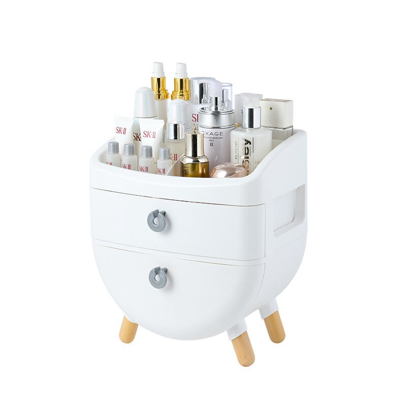 Armario de maquillaje de escritorio con pie de madera, organizador tipo cajón para baño, cosméticos, tocador de gran capacidad, caja de almacenamiento: Style 1  2 L
