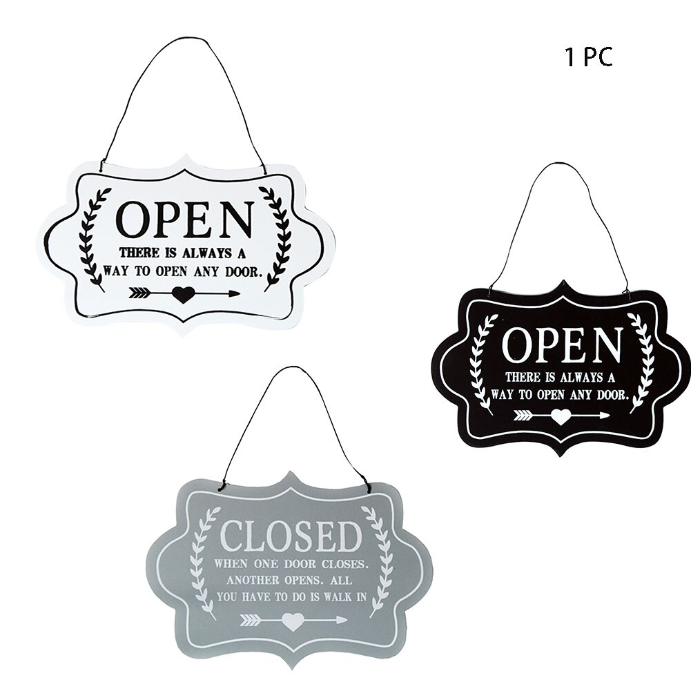 Restaurant Business Notice Window Store Hanging Sign Wooden Board Greeting Crafts Display Double Side Wall Decor Cafe Door