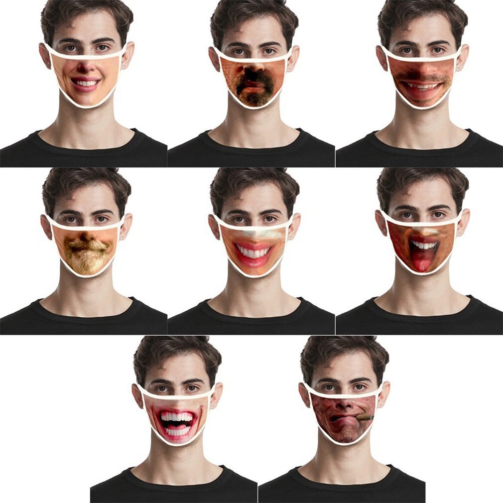 Funny Personality Facial Expressions Mask Dustproof Cotton Mask Men And Women Printed Mask Hanging Ear Mask