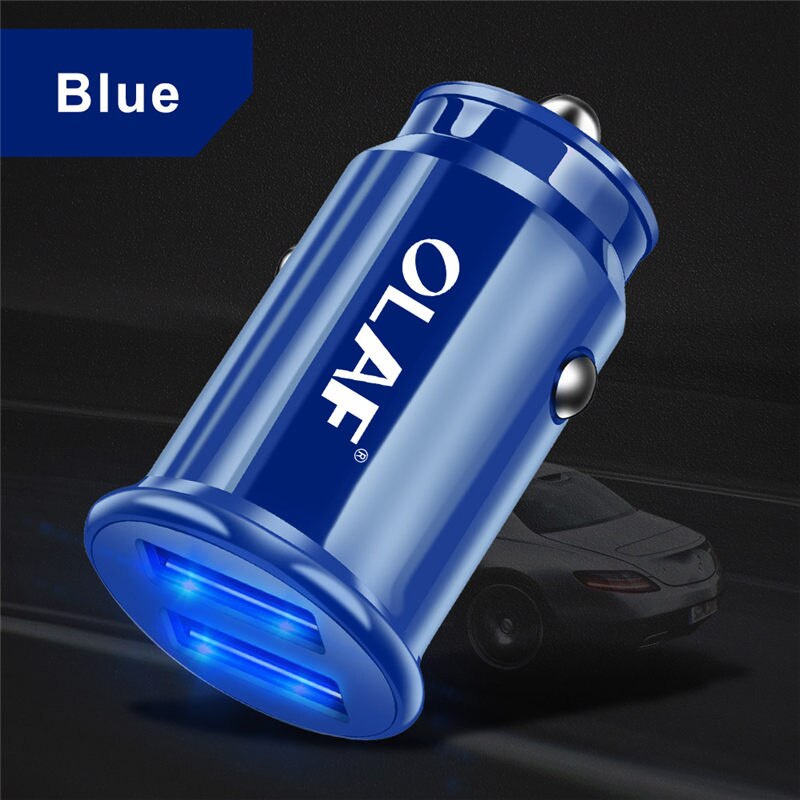 Caricabatteria Da auto doppio USB di Ricarica veloce per Samsung S8 S9 S10 iPhone XS Max Xiaomi Huawei mini Del Telefono mobile dell'automobile adattatore del caricatore in auto: blu