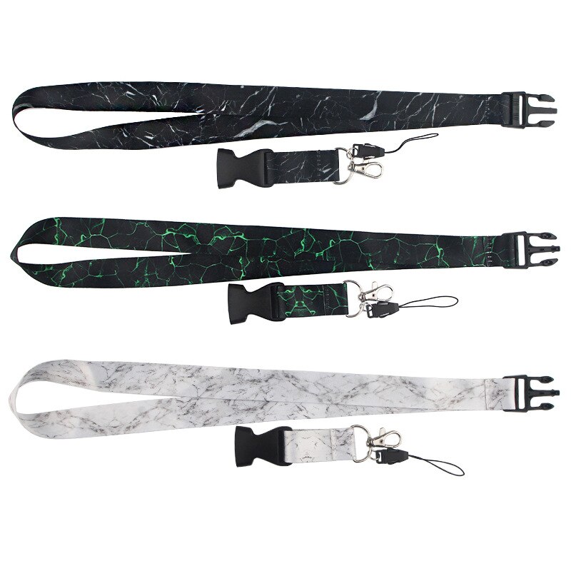 Luxury Marble texture Neck Strap Lanyards ID badge card holder keychain Mobile Phone Strap Ribbon webbing necklace keychain