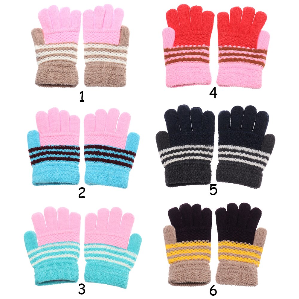 Nuevos guantes para niños bebés niñas Color caramelo estrella Casual guantes invierno cálido manoplas de punto guantes encantadores de dibujos animados