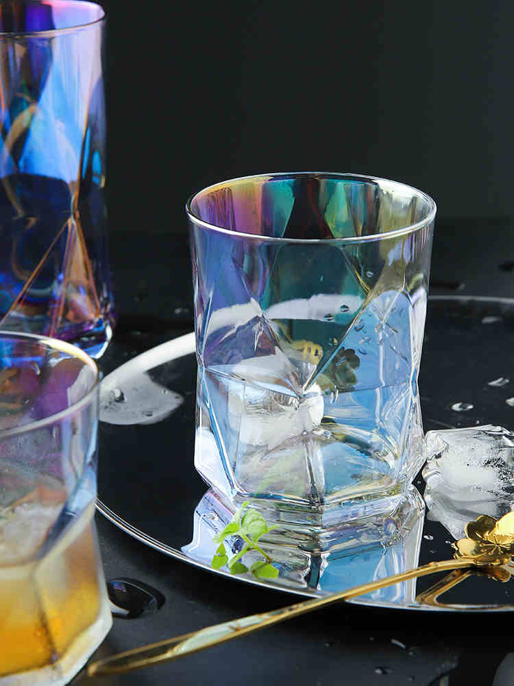 Farverig talje whisky glas kop uregelmæssige vinglas snapseglas brilliant whisky glas krus drikke kopper diamant form