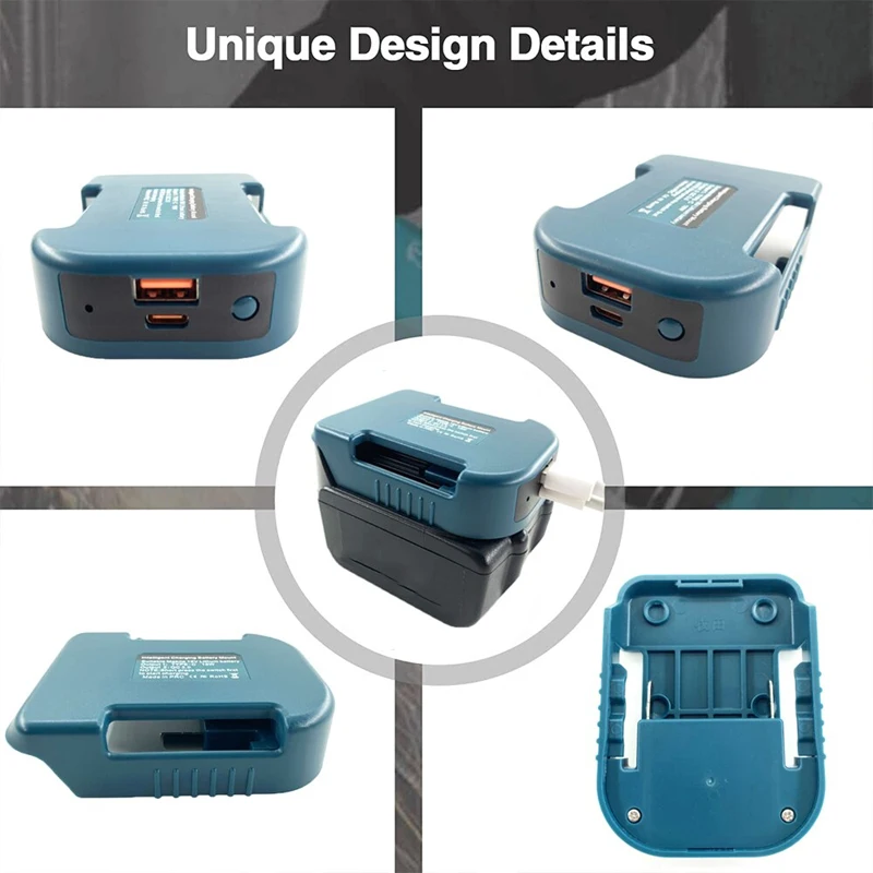 Adaptador de cargador USB para Makita/Dewalt/Milwaukee, batería de iones de litio de 18V con puerto de salida de carga rápida USB tipo C