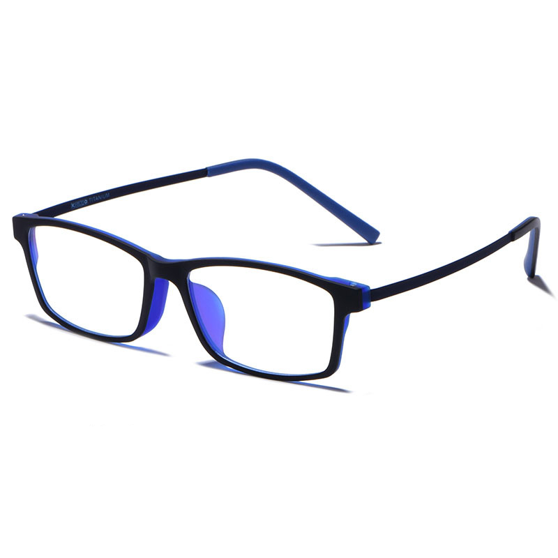 KatKani – lunettes de vue Ultra légères TR90 pour hommes, monture en alliage Super élastique, plein cadre, lunettes de Prescription optique, 2097-1: Black Blue