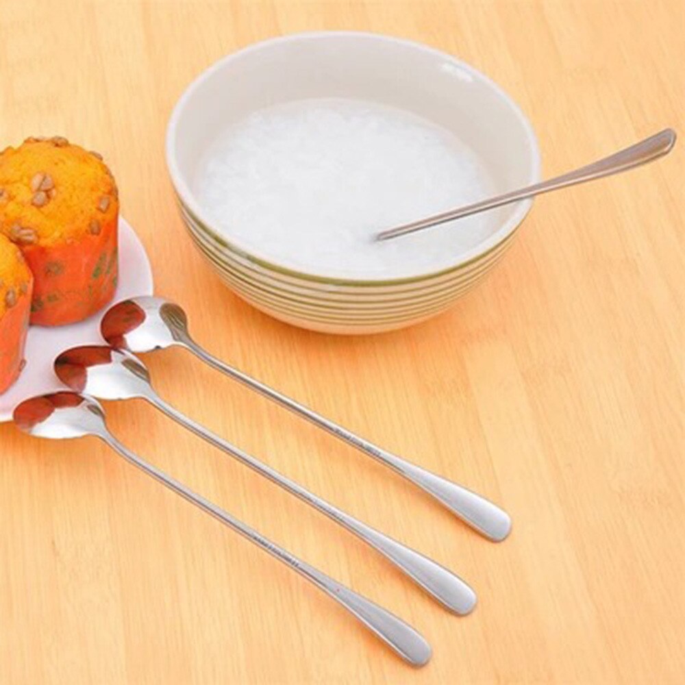 Fast Long Handle Tea Coffee Spoons Ice Cream Cutlery Stainless Steel Tableware
