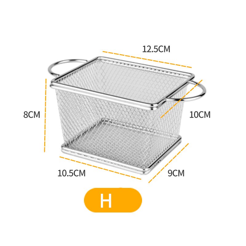 Mini cesta de acero inoxidable para freír pollo frito, cesta de acero inoxidable para patatas fritas, red para aperitivos, herramientas de cocina: H