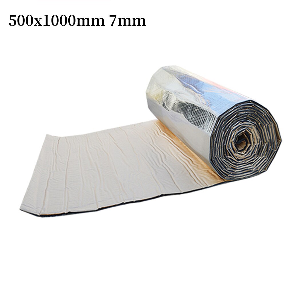 Alfombrilla amortiguadora de sonido para coche, aislamiento del capó a prueba de ruido, cortafuegos del motor, pegatina de algodón de espuma térmica: 500x1000mm 7mm