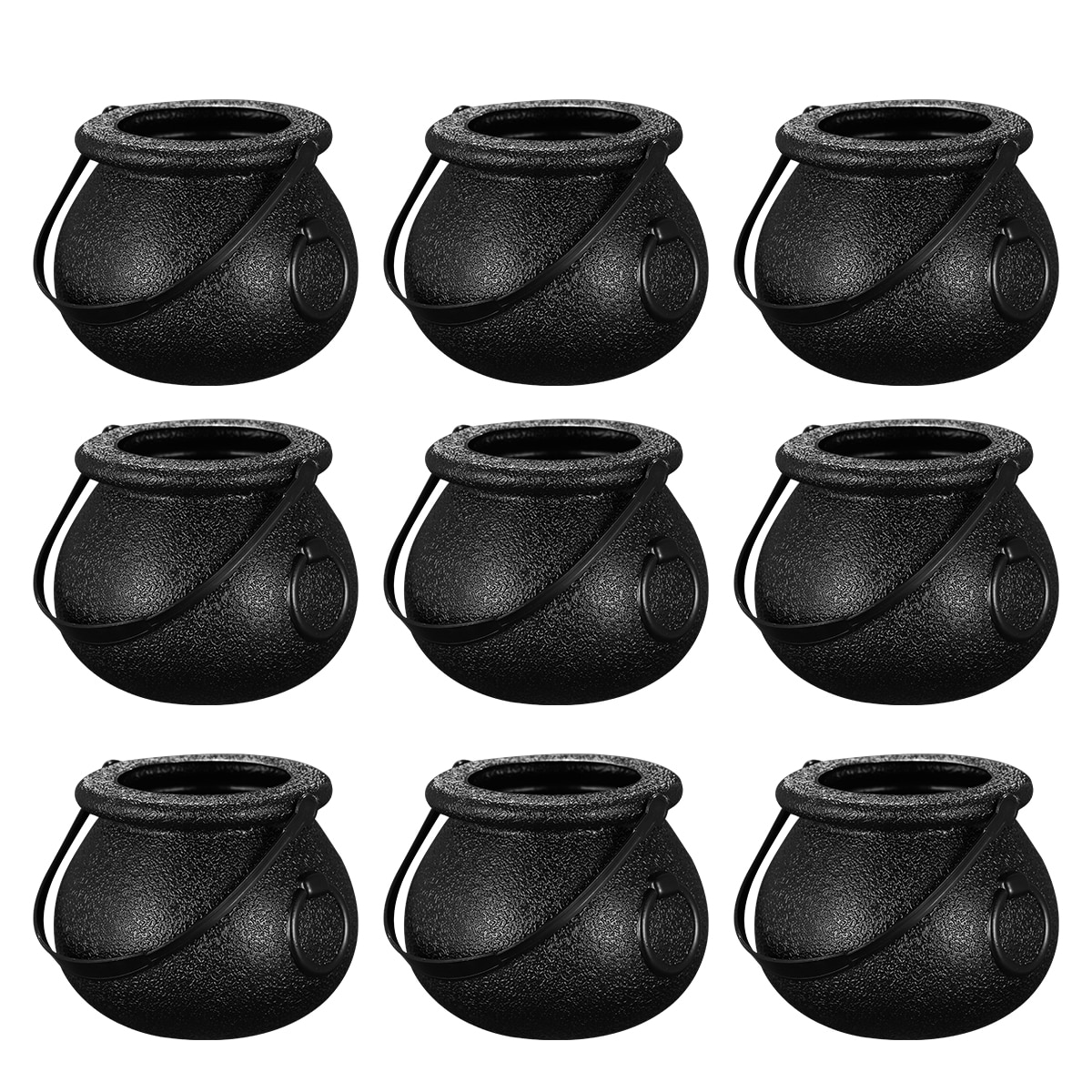 BESTOYARD 10pcs 5x7cm Halloween Candy Bucket Witchs Cauldron Trick or Treat Candy Pail Holder Black