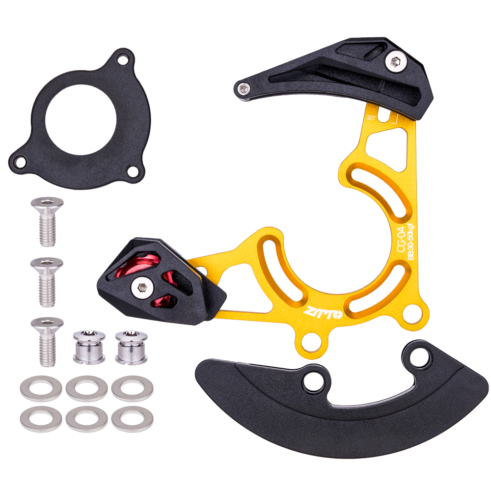 DH AM MTB Chain Guide CG03 /CG04 Mountain Bike Chain Guide Single Disc 1X System ISCG05 BB Mount Black Bike Chain Catcher: CG04 Gold