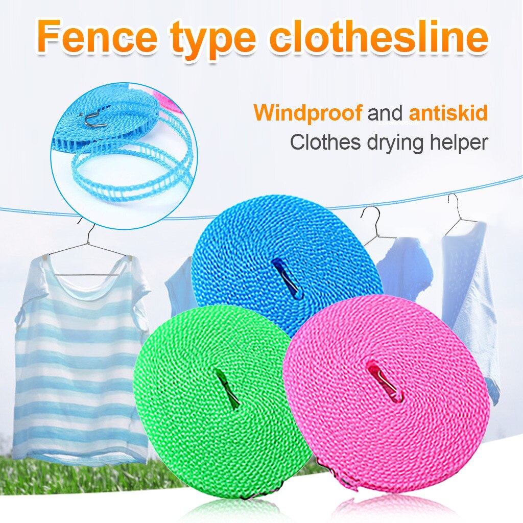Cloth Hanging Rope Home Storage 2pcs 5M Clothes Dryer Non-slip Drying Rack Clothesline Washing Line Aug 31st