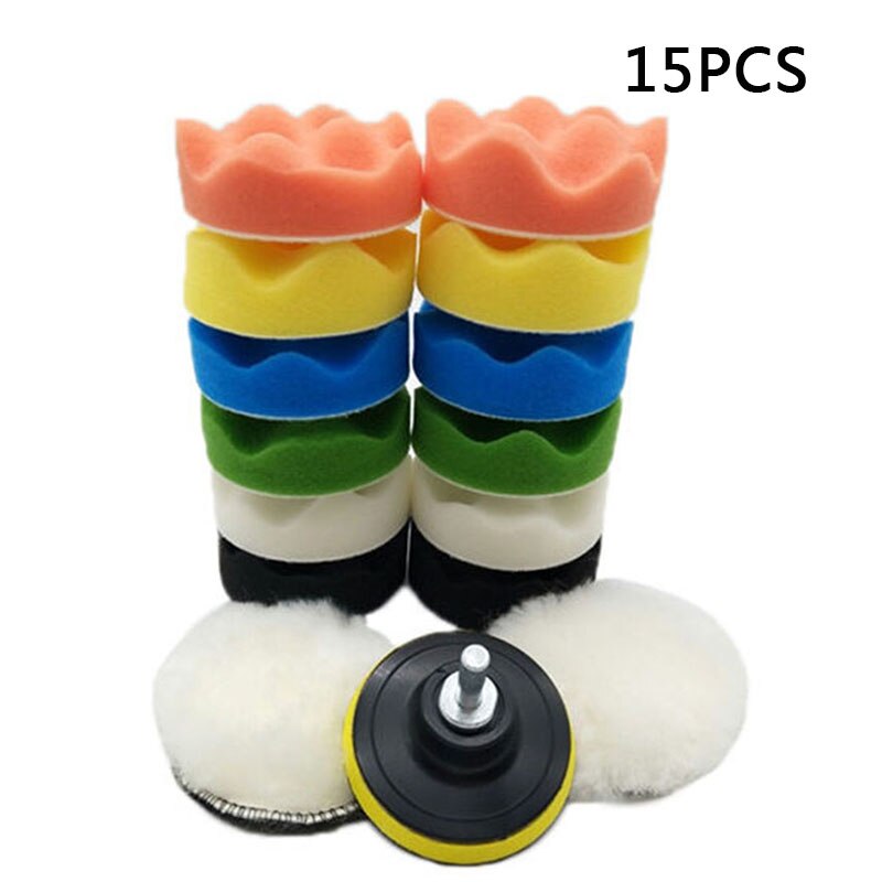 15 teile/satz Polieren Pads 3 "Schwamm/Holz Polieren w/ M10 Bohrer Adapter