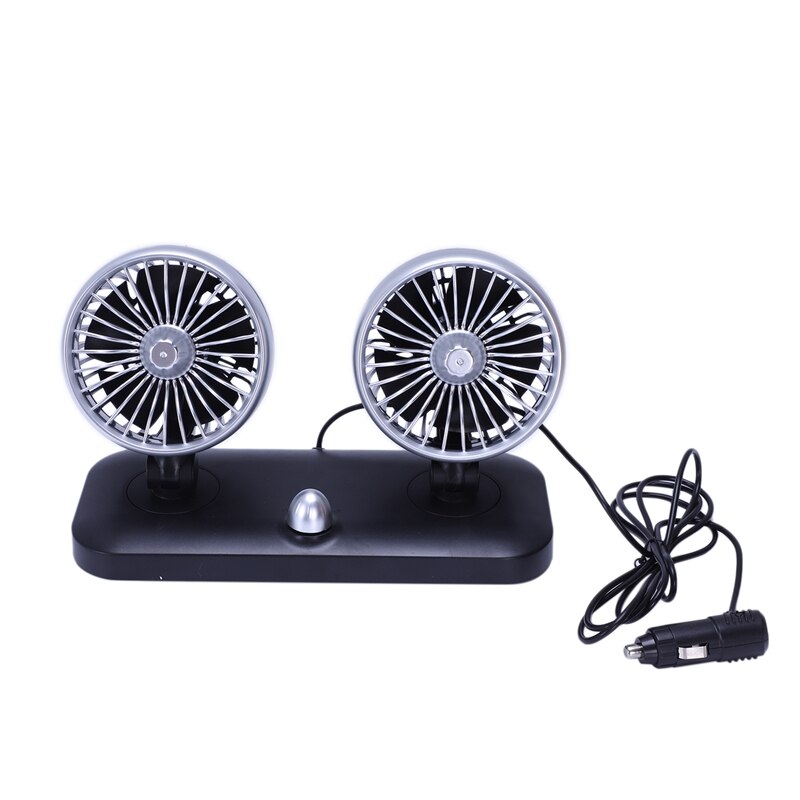 12V Mini Electric Car Fan Low Noise Summer Car Air Conditioner Rotating 2 Gears Adjustable Air Cooling Fan