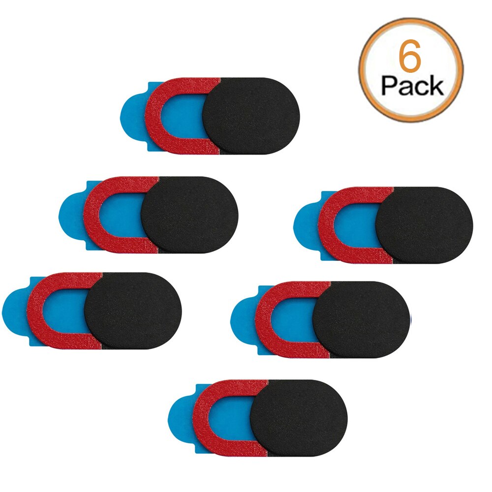 Laptop Camera Cover Slider Mobile Phone Front Lens plastic Cover Privacy Protection Sticker For iPad phone Tablet Webcam shutter: Red Black 6 Pack