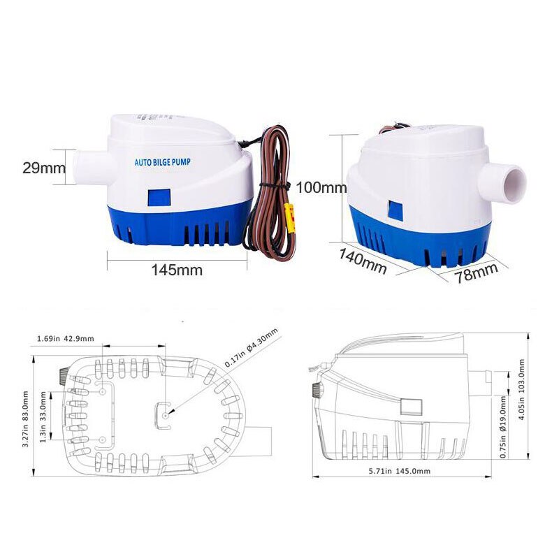 Dc 12v 24v vannpumpe automatisk lensepumpe 600 750 1100 gph nedsenkbar båt lensevannpumpe 12v elektrisk auto folat bryter