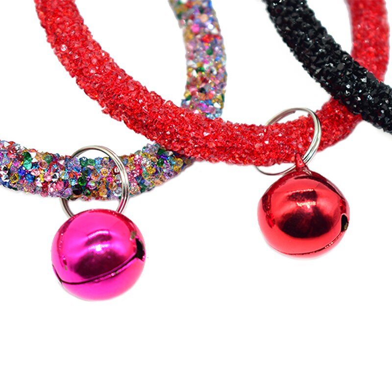 Bling Diamant Katze Halskette Mit Glocke Strass Katze Kragen Nette Phantasie Kätzchen Welpen Haustier Kragen für Kleine Katzen Zubehör