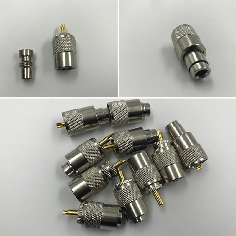10 pces uhf pl259 macho torção-em conectores rg8 rg58 rf coaxial antena cabo cabo adaptador plug