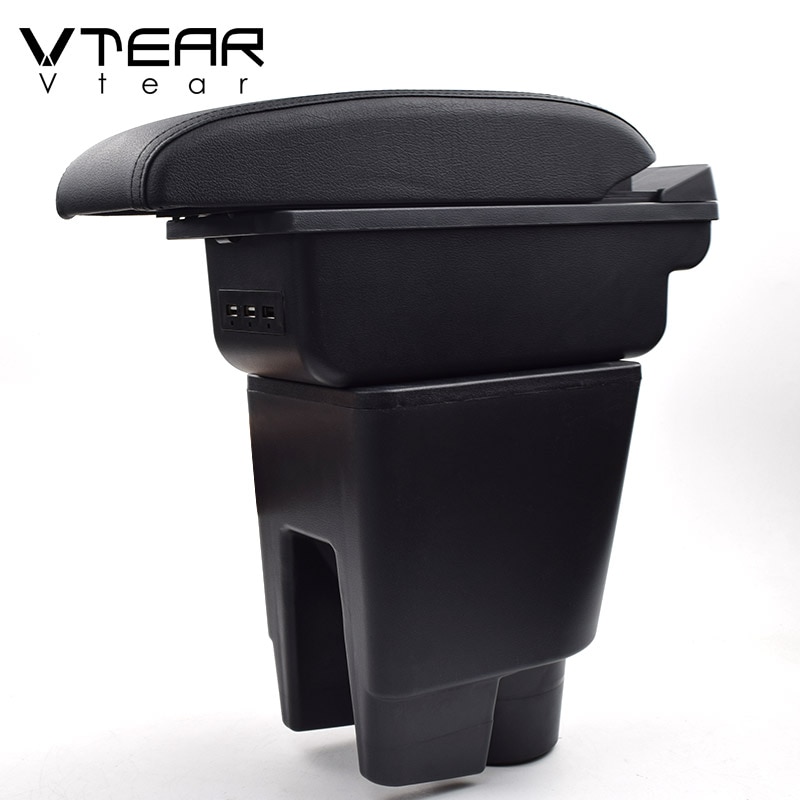Vtear para Toyota Etios liva Reposabrazos de coche Reposabrazos de cuero estilismo caja de almacenamiento accesorios de consola central decoración interior auto