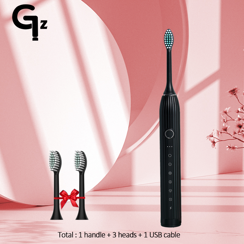 GeZhou N105 Sonic Electric toothbrush Adult children automatic toothbrush Rechargeable With 8 heads replacement IPX7 Tooth Brush: Silver