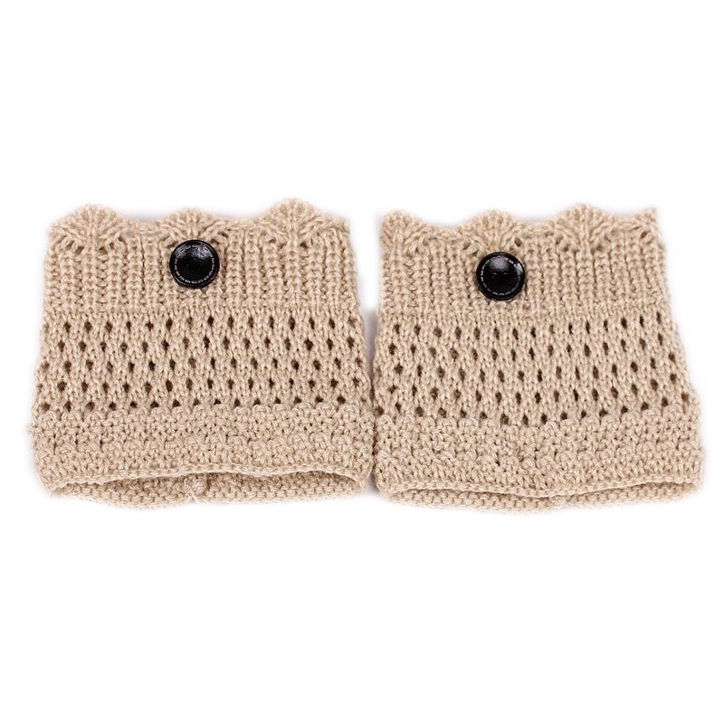1 paar dames gehaakte laarzen met manchetten, gebreide korte leggingtoppers, laarzen enkelwarmers, winterbeenwarmers