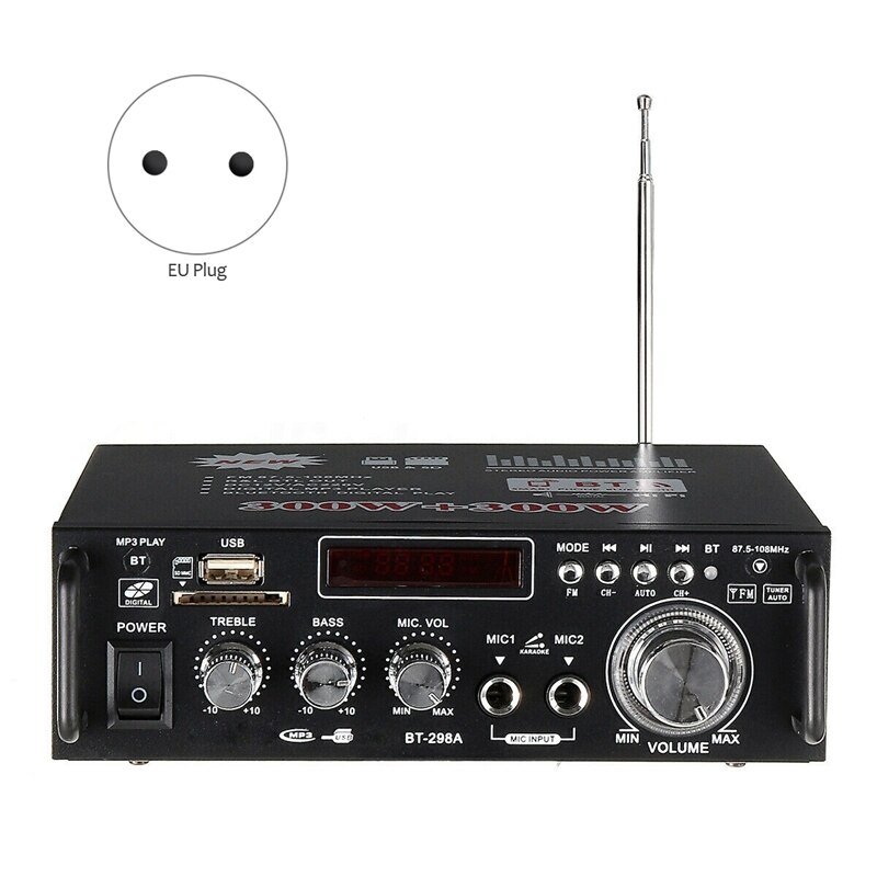 600W Bluetooth stéréo o amplificateur voiture maison HiFi musique SD USB FM ampli 12V/220V prise ue