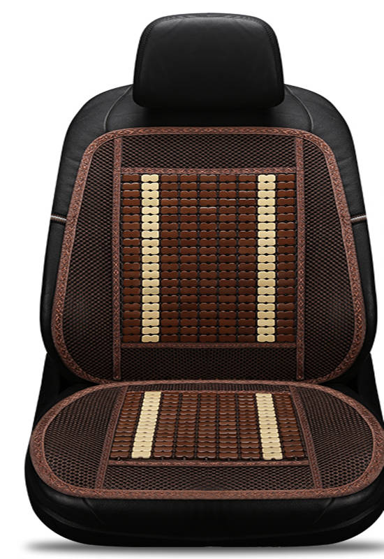 Asiento de coche para las cuatro estaciones con una sola pieza de almohadilla fresca, cojín de asiento de bambú transpirable de verano, Ventilación de Estera de bambú: Brown beige A