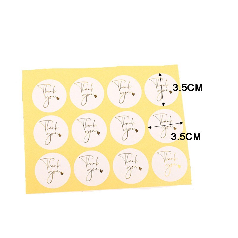 120pcs/pack Bronzing Thank You sealing sticker stamping round white background simple Decoration handmade paper bag envelope