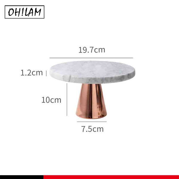 Home Natural Champagne Marble Cake Stand Dessert Fruit Serving Plate Tray on Pedestal Stand-Tea Party Serving Platter: A146-2